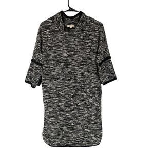 Max Studio Black & White Cotton Blend Cowl Neck Knit Sweater Dress Women Sz S